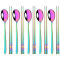 Axyaa Black Gold Stainless Steel Cutlery Set - 10Pcs Luxury Korean Tableware