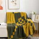 Axyaa Deer Plush Geometric Knitted Jacquard Blanket - Soft & Cozy Office Nap Blanket