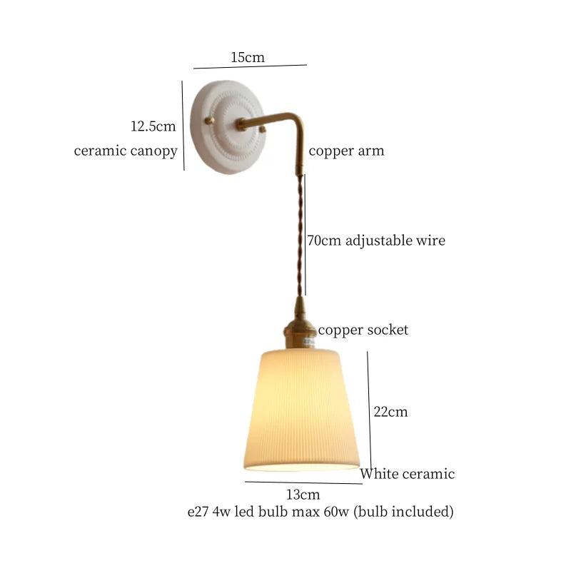 Axyaa Ceramic LED Wall Sconce: Polka Dot Interior Lamp for Bedroom, Bathroom, Loft