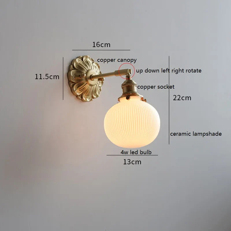 Axyaa Smoke Gray Glass LED Wall Sconce with Adjustable Copper Arm