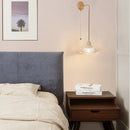 Axyaa Clear Glass LED Wall Lights with Wood Pull Chain Switch