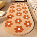 Axyaa Pink Flower Pattern Plush Carpet: Soft, Thick, Washable Rug for Bedroom & Living Room