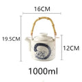 Axyaa Hand-Painted Ceramic Teapot with Handle, Retro Style for Home, Hotel, Restaurant