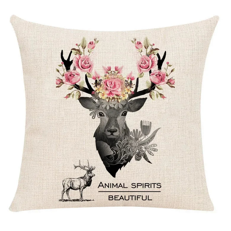 Milu Deer Pattern Print Pillow for Home Decor by Axyaa