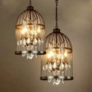 Axyaa Retro Birdcage Crystal LED Pendant Chandelier for Home Decor