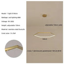 Axyaa Modern Minimalism Gold Steel Hexagon LED Chandelier - Dimmable Pendant Light for Home and Bedroom