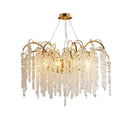 Axyaa Gold Glass LED Crystal Chandeliers for Elegant Dining Room Decor
