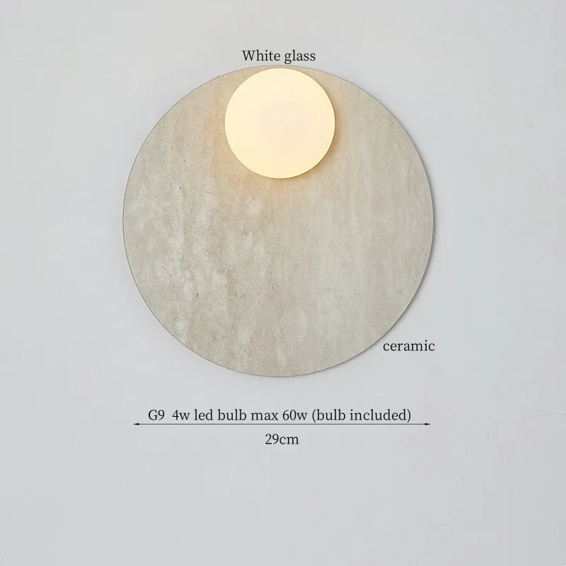 Axyaa Circular Ceramic LED Wall Lights - Nordic Modern Indoor Lighting