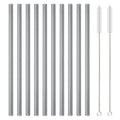 Axyaa 12Pcs Glass Straw Set: Reusable Straws 8'' Long with Cleaning Brush