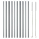 Axyaa 12Pcs Glass Straw Set: Reusable Straws 8'' Long with Cleaning Brush