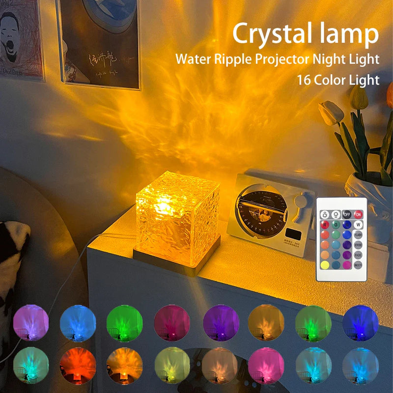 Axyaa Dynamic Rotating Water Ripple Projector Night Light in 16 Colors