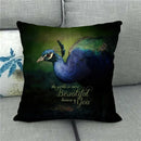 Peacock Linen Pillowcase by Axyaa: Vintage Animal Design for Sofa, Bed or Chair