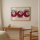 Axyaa Red No.8 Ball Canvas Print Wall Art for Modern Home Decor