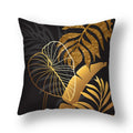 Axyaa Gold Leaf Flower Cushion Cover - Decorative Square Pillow for Home and Car