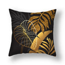 Axyaa Gold Leaf Flower Cushion Cover - Decorative Square Pillow for Home and Car