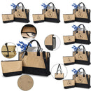Axyaa Trendy Letter Print Jute Tote Bag Set, Large Waterproof Zipper Shoulder Bag