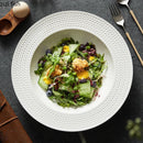 Axyaa White Barley Ceramic Deep Plate with Creative Relief Design