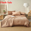 Axyaa Summer Cool Quilt Set - Washed Cotton, Solid Color, Machine Washable