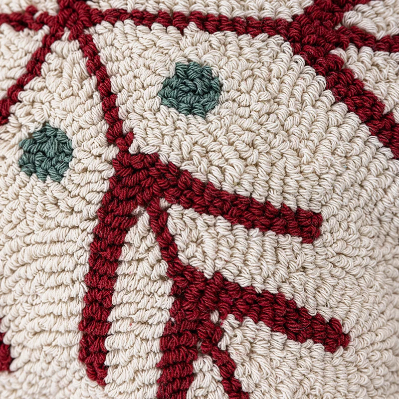 Axyaa Christmas Snowflakes Red Checked Tree Pillow Cover Home Decoration