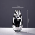 Axyaa Silver Geometric Arc Glass Vase for Home Decor and Flower Arrangements