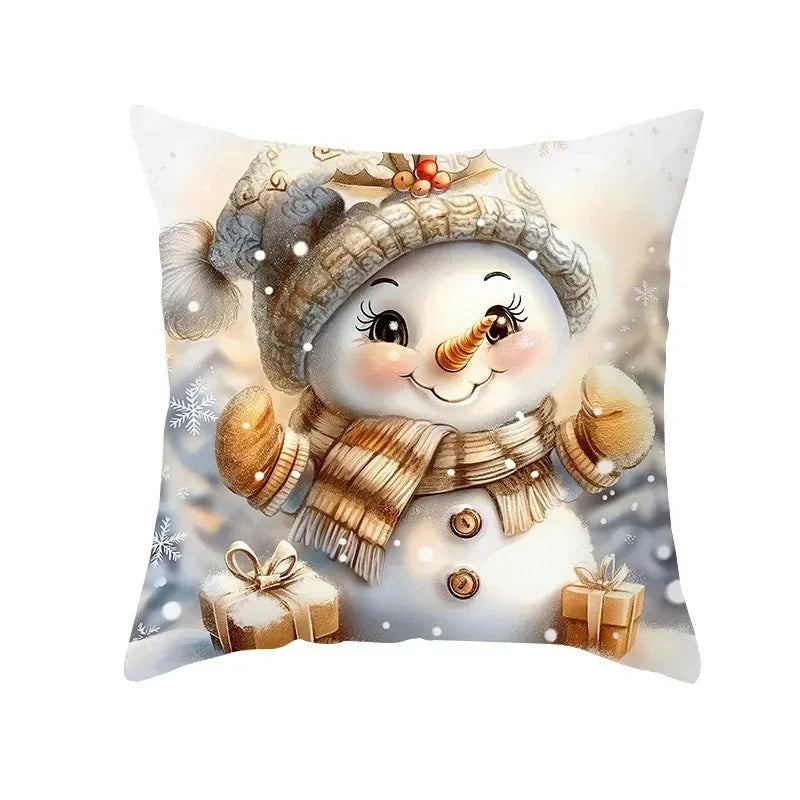 Axyaa Winter Snowman Pillowcase - Festive Sofa Decor & Gift