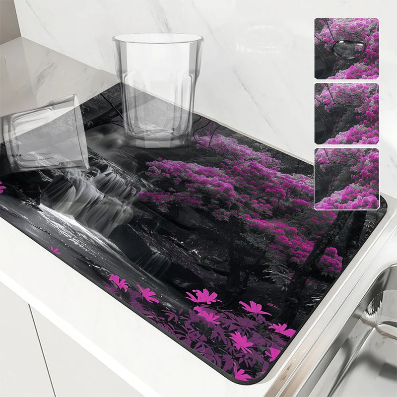 Axyaa Kitchen Drain Pad: Non-slip Heat Resistant Drying Mat for Counters