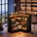 Axyaa 4-Tier L-Shaped Bar Cabinet with Stemware Racks in Black