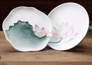 Axyaa Hand-Painted Lotus Relief Ceramic Fruit Tray