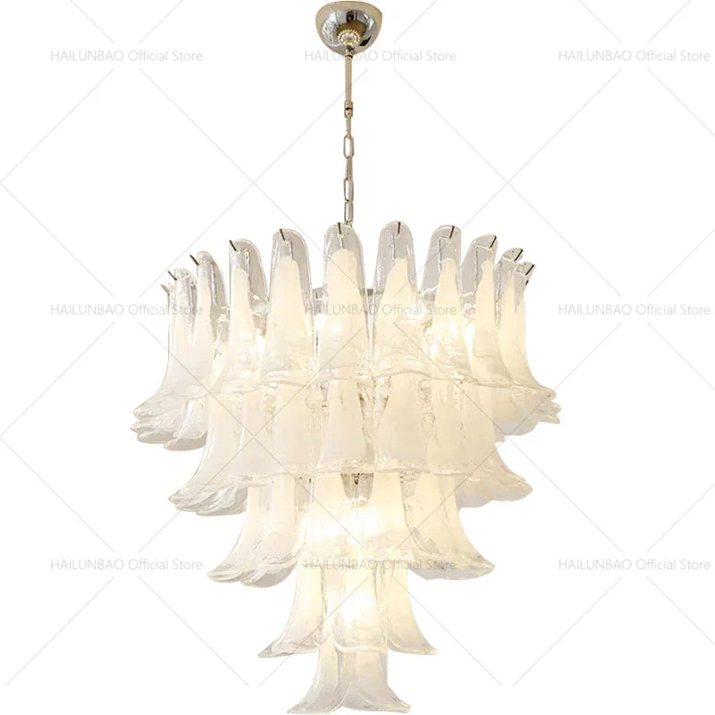 Cream Cloud Crystal Chandelier for Duplex & Villa Staircase by Axyaa