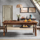 Axyaa 62" Farmhouse Wood Patio Dining Table, Seats 4-6, Indoor/Outdoor Picnic Table