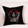 Axyaa Skull Floral Festival Cushion Cover - Halloween Home Decor