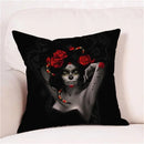 Axyaa Skull Floral Festival Cushion Cover - Halloween Home Decor