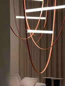 Axyaa Leather Belt Chandelier: Modern Glass Tube Designer Lighting for Home, Restaurant, and Cafe