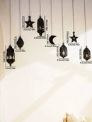 Wooden Ramadan Eid Hanging Ornaments Set, Axyaa Ramadan Decor with Lantern, Moon, Stars