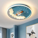 Axyaa Unicorn Rocket Round Ceiling Light for Kids' Room, Study, and Bedroom