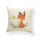 Axyaa Creative Fox Christmas Tree Cushion Cover - Retro Animal Sofa Decor Pillowcase