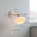 Axyaa White Glass LED Wall Lights Up Down Copper Arm Bedroom Living Room lamp