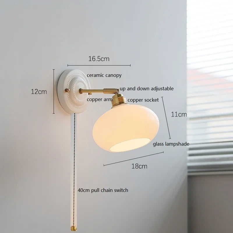 Axyaa White Glass LED Wall Lights with Copper Arm Socket, Up Down Lighting