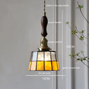 Axyaa Vintage LED Pendant Light with Wood, Copper & Glass Lampshade