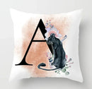Axyaa Flower Cat Alphabet Pillowcase 45x45cm Cushion Cover, Modern Home Decor