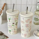 Axyaa Cute Puppy Thermos Straw Bottle: Stainless Steel Water Cup & Coffee Tumbler