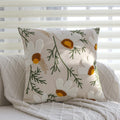 Axyaa Floral Embroidered Cotton Cushion Cover 45x45cm - Jacquard Forest Pillowcase for Home Decor