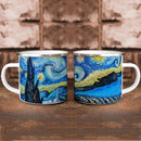 Axyaa Starry Night Oil Painting Enamel Camping Mug 12oz Art Enthusiasts Birthday Gift.