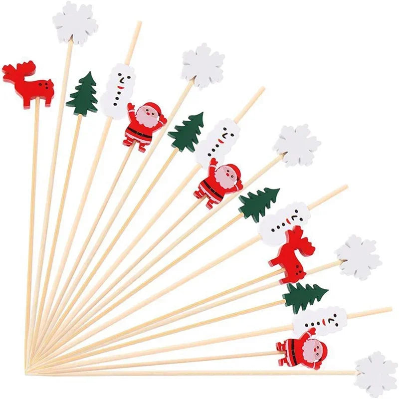 Axyaa Christmas Fruit Skewers: Santa Claus, Snowflake, Xmas Tree Forks