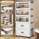 Axyaa 3-5 Tier Storage Cart - Wide Foldable Rolling Cabinet for Home Organization