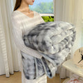 Axyaa Super Soft Rabbit Fur Sofa Throw Blanket for Luxury Multifunctional Bedspread