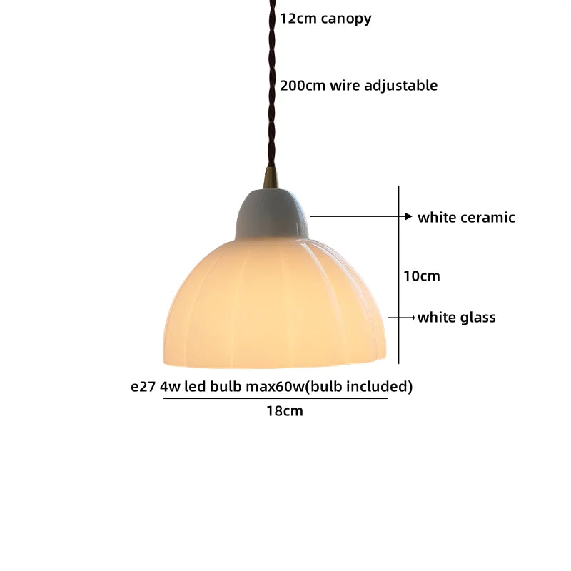 Axyaa Ceramic Wood Copper LED Pendant Light - Japan Style Chandelier