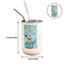 Axyaa Stainless Steel Double Wall Milk Coffee Mug with Straw - Portable & Anti-Scalding