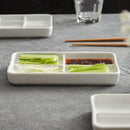 Axyaa Multi-Compartment Ceramic Seasoning Plate with Dipping Sauce, Barbecue Dish- White
