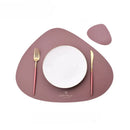 Axyaa Oval Faux Leather Placemat Coaster Sets - Waterproof Non-Slip Nordic Table Pads